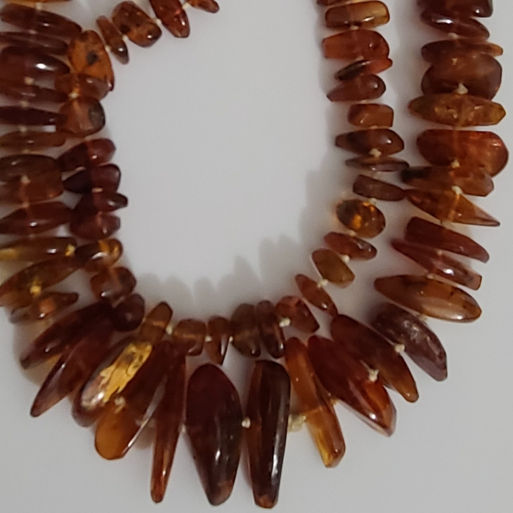 Vintage AMBER necklace Double Strand Chunky Estate 19.5" Baltic Honey - Picture 4 of 9